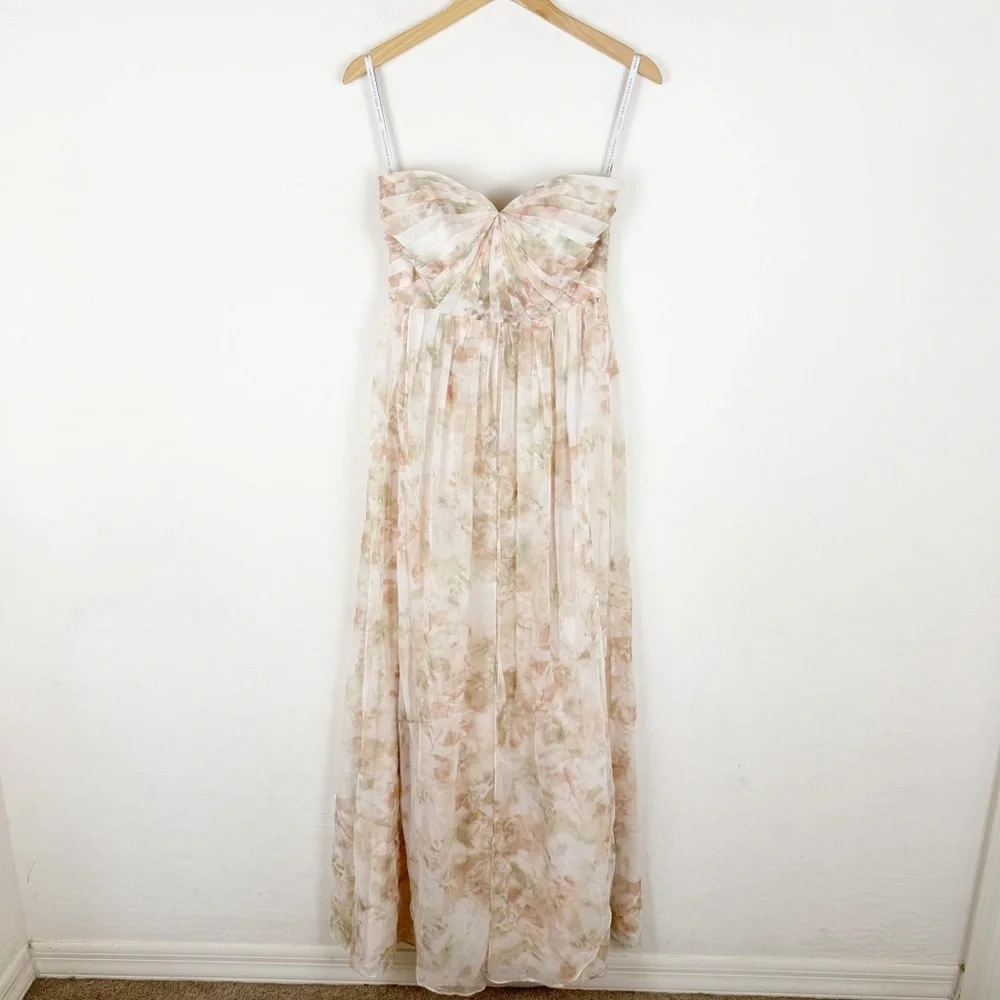 Jenny Yoo Collection Watercolor Nyla Floral Strapless Dress Maxi Bridesmaid